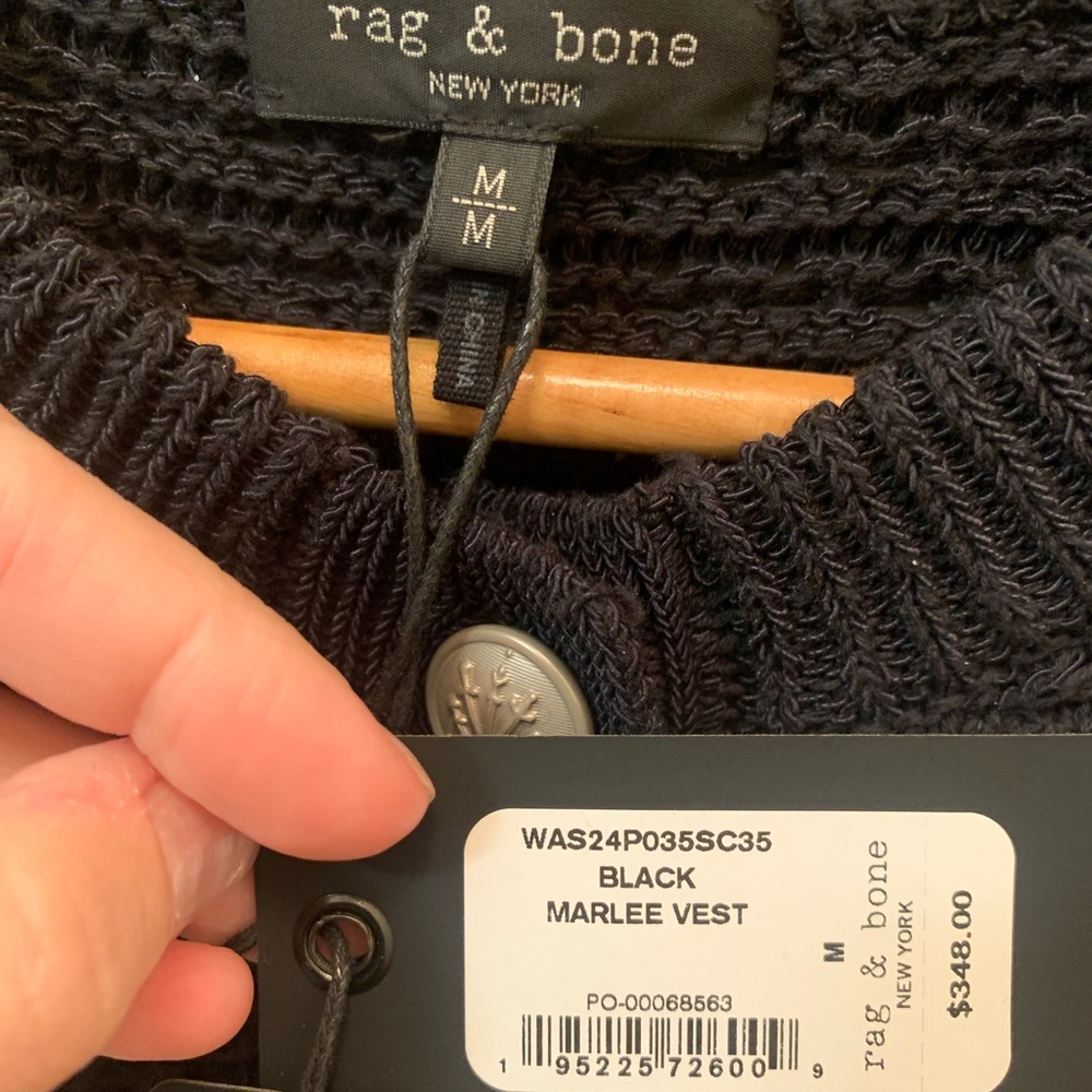 rag & bone New York Black Marlee Cotton Sweater Vest Size Medium NEW RARE - Picture 14 of 15